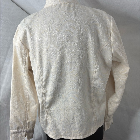 Sara Studio Jacquard Jacket Women’s Medium Cream Ivory Boho - Picture 2 of 7